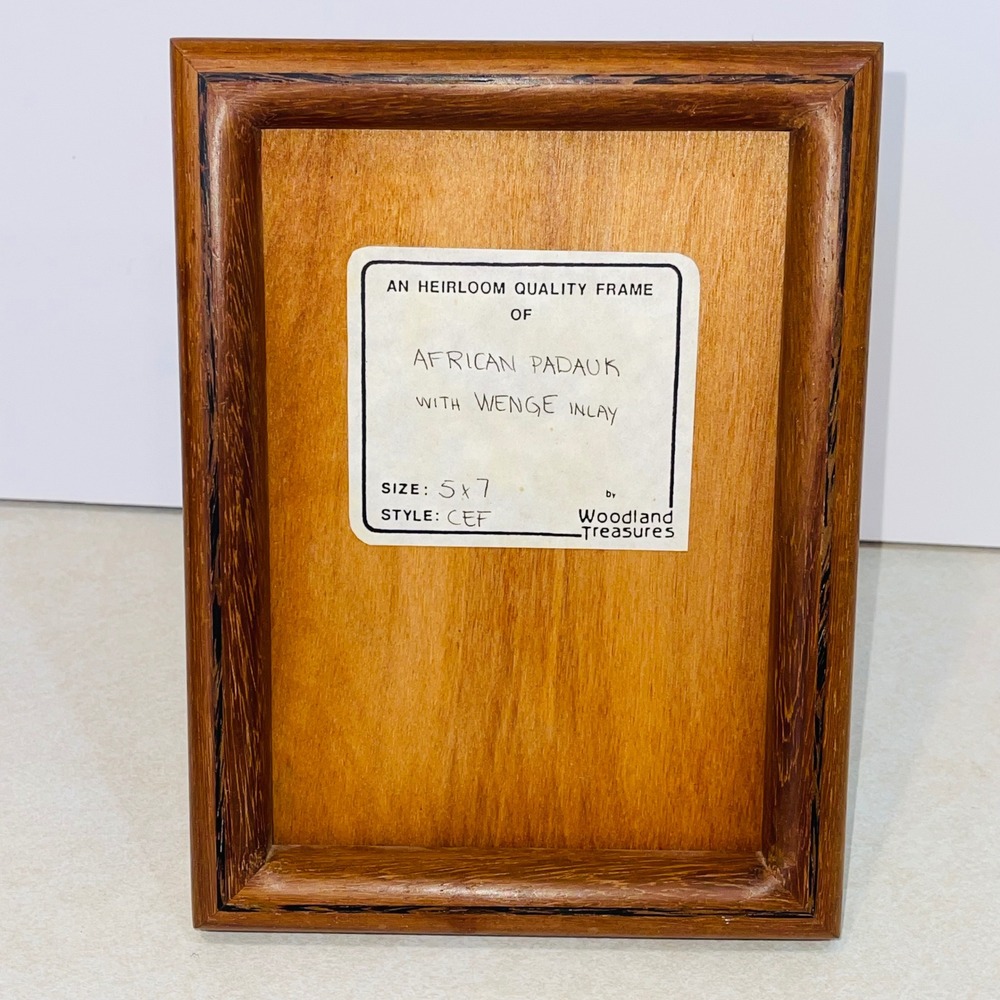 Woodland Treasures African Padauk Wenge Inlay Wooden Picture Frame 5x7 Vintage
